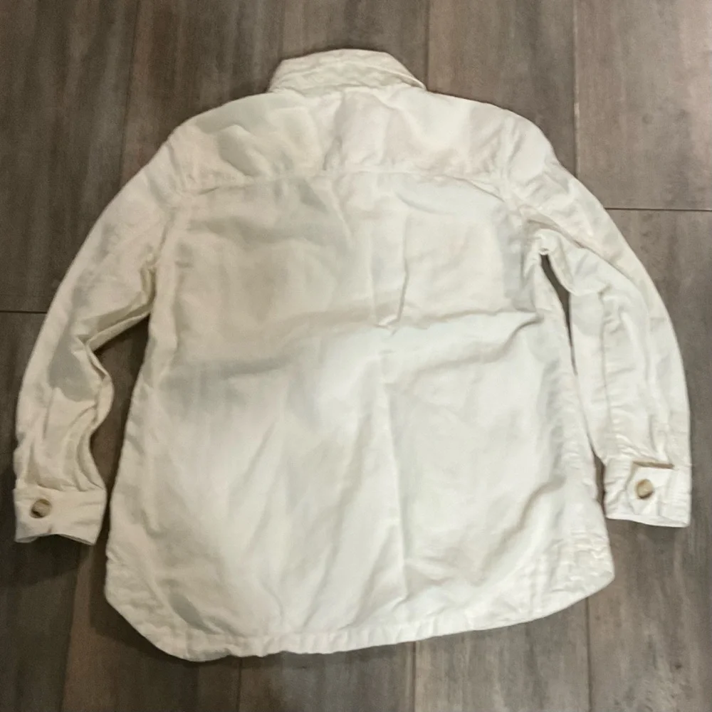 LOFT Cream Shirt Jacket with Button Details, Size Medium